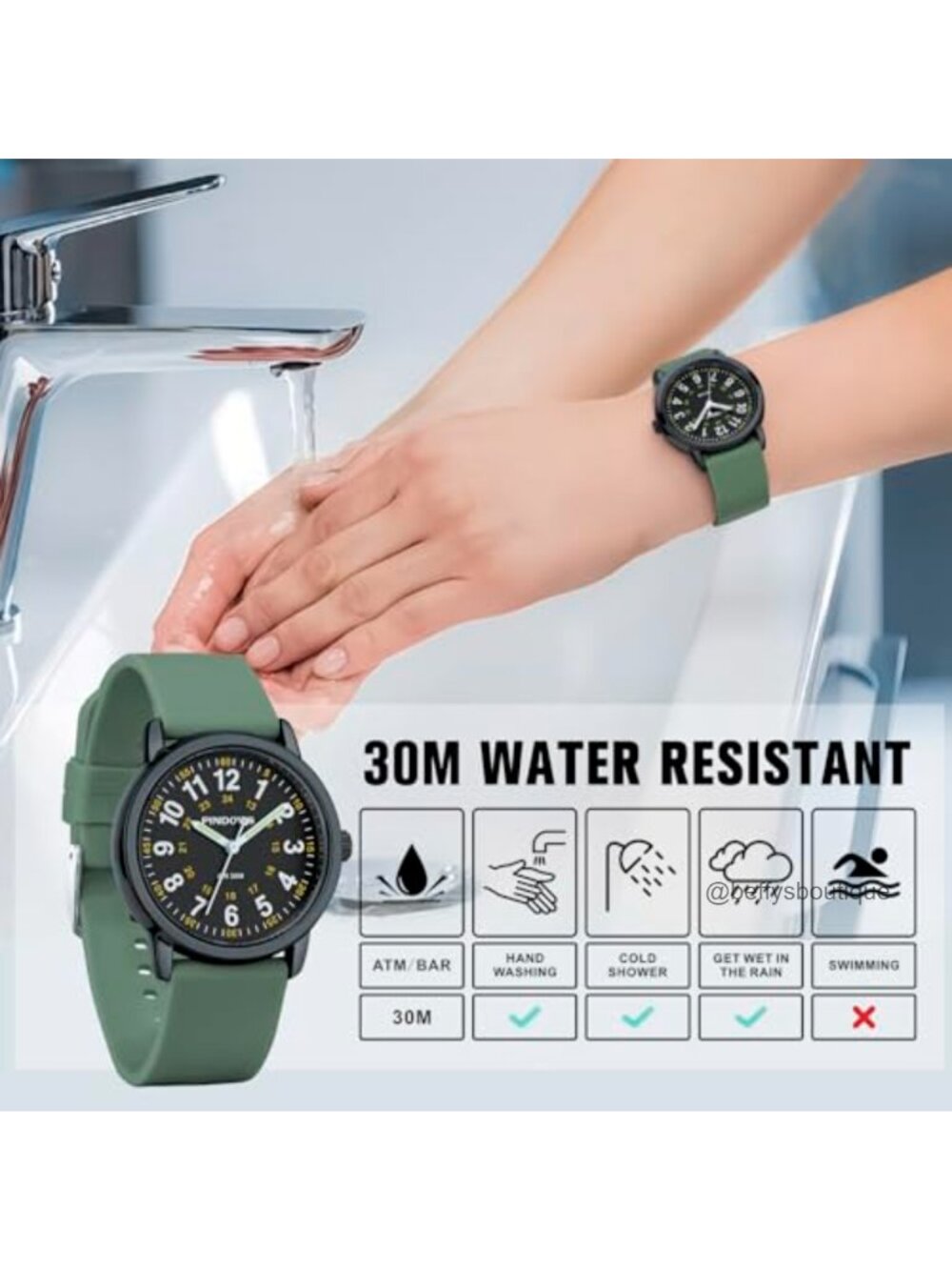 PINDOWS Womens Analog Watch Easy Read Silicone Band Nurse Casual